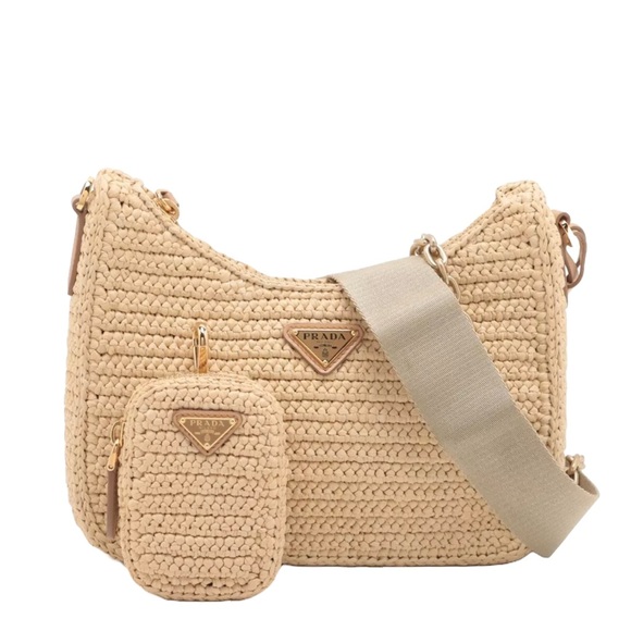Prada Handbags - Prada Re-Edition 2005 Shoulder Bag Raffia Small Neutral